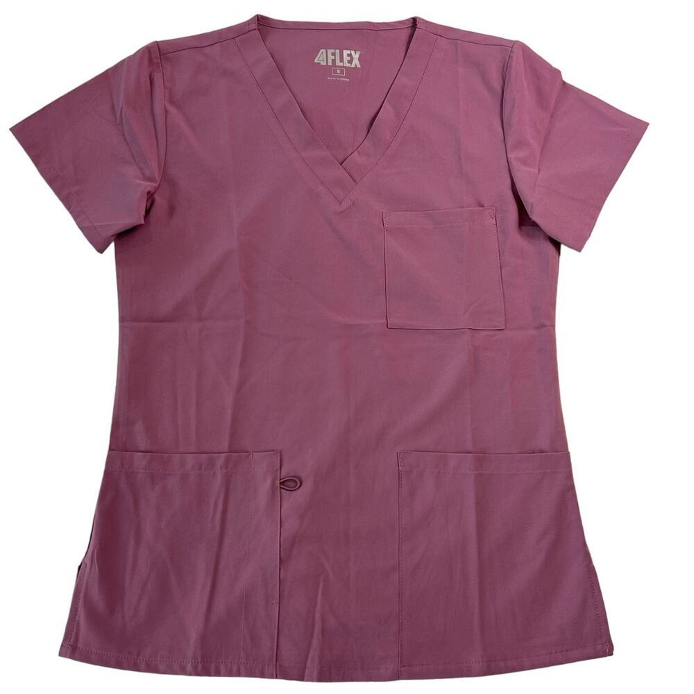4Flex Women's Scrubs Small Top Lavender Purple V-Neck Short Sleeve